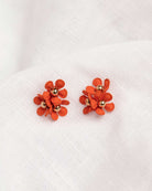 Rust Floral Cluster Stud Earrings