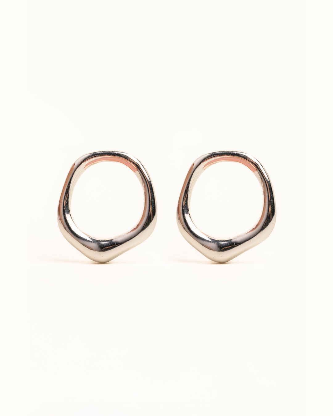 Silver Organic Ring Stud Earrings