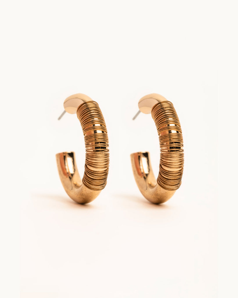 Wire Wrapped Gold Hoop Earrings