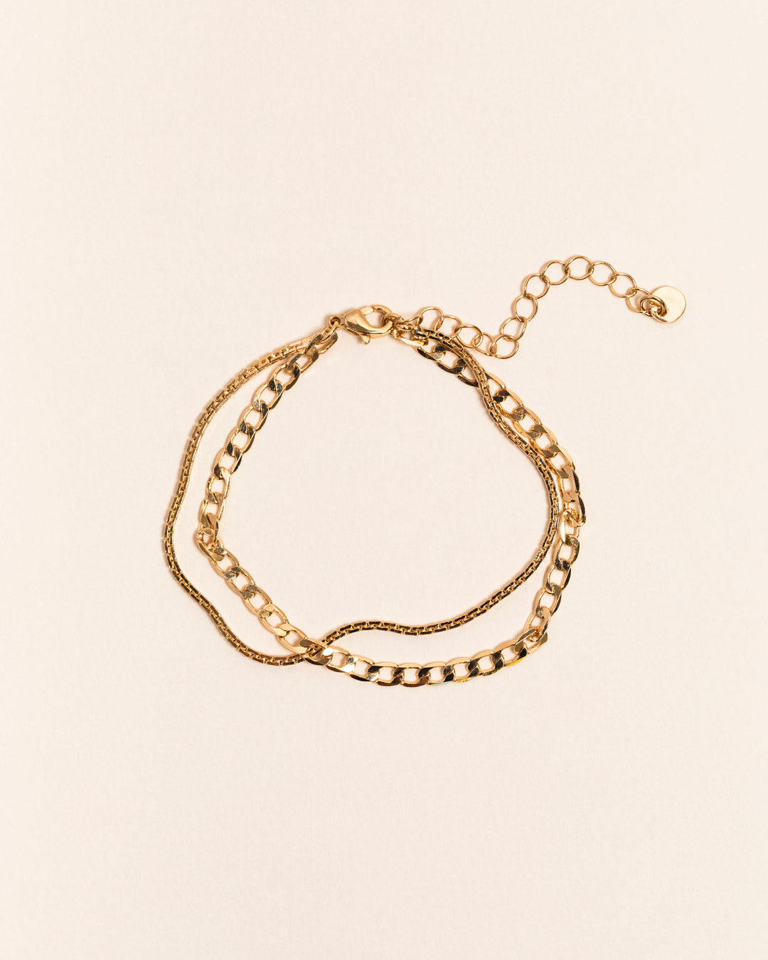 18ct Gold Vermeil Double Strand Flat Chain Bracelet	Bracelet	Jewellery	Naledi	925