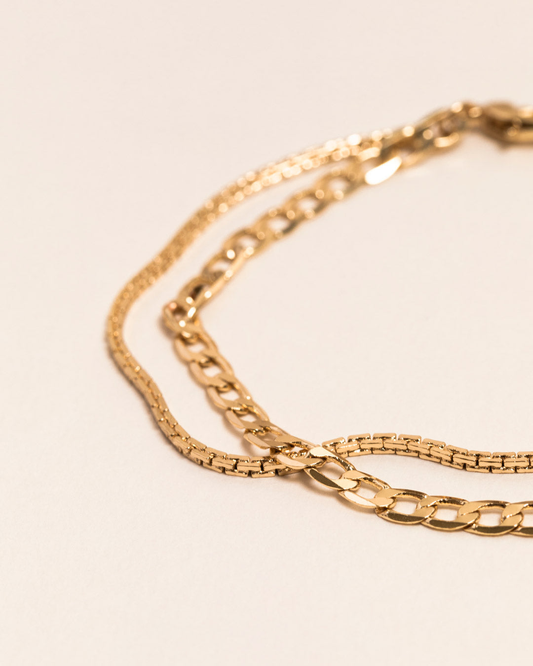 18ct Gold Vermeil Double Strand Flat Chain Bracelet	Bracelet	Jewellery	Naledi	925