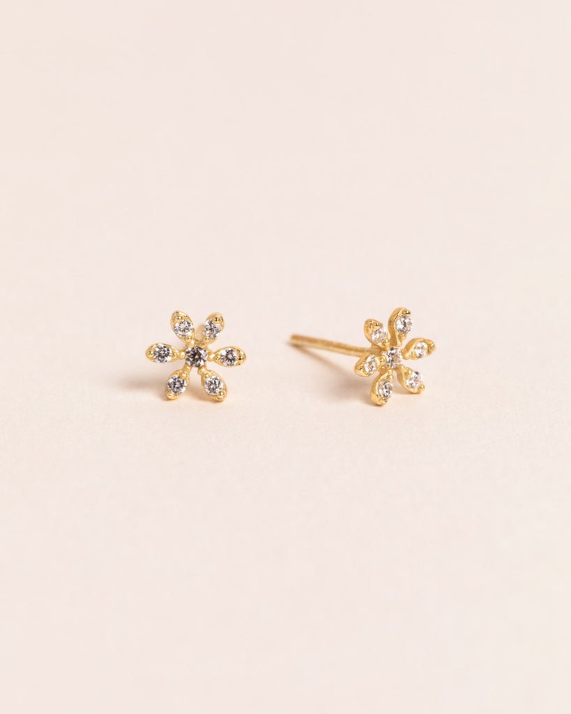 18ct Gold Vermeil Flawless Crystal Flower Stud	Earrings	Jewellery	Naledi	925