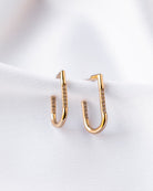 18ct Gold Vermeil Flawless Crystal J-Shaped Hoop Earrings 925 Naledi