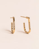 18ct Gold Vermeil Flawless Crystal J-Shaped Hoop Earrings 925 Naledi