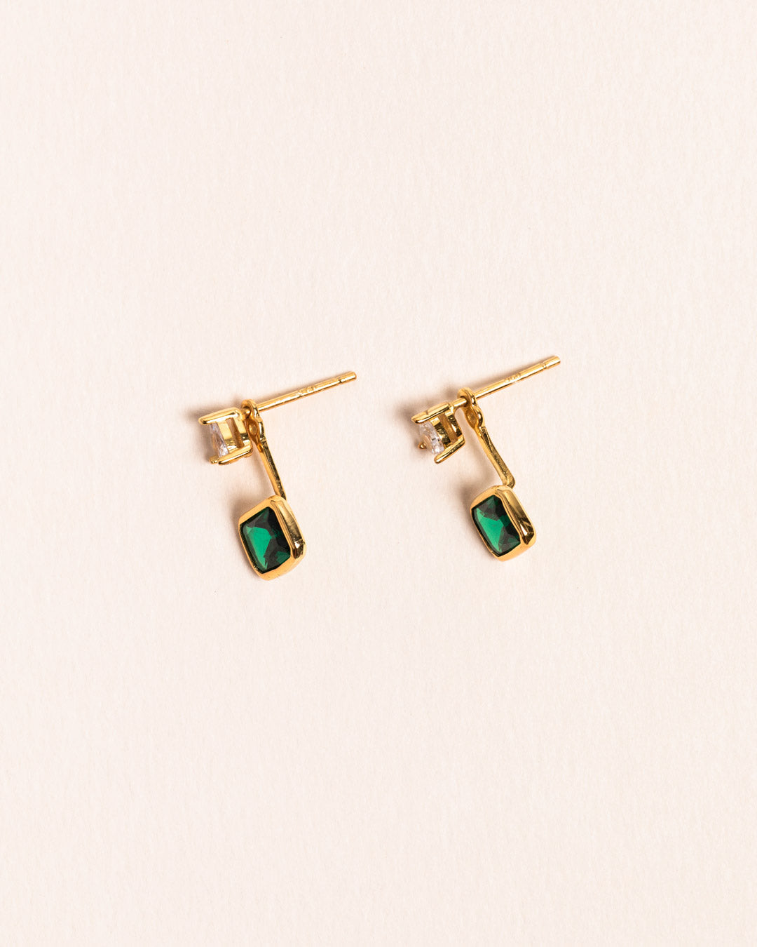 18ct Gold Vermeil Flawless Emerald Green Crystal Peekaboo Stud	Earrings	Jewellery	Naledi	925