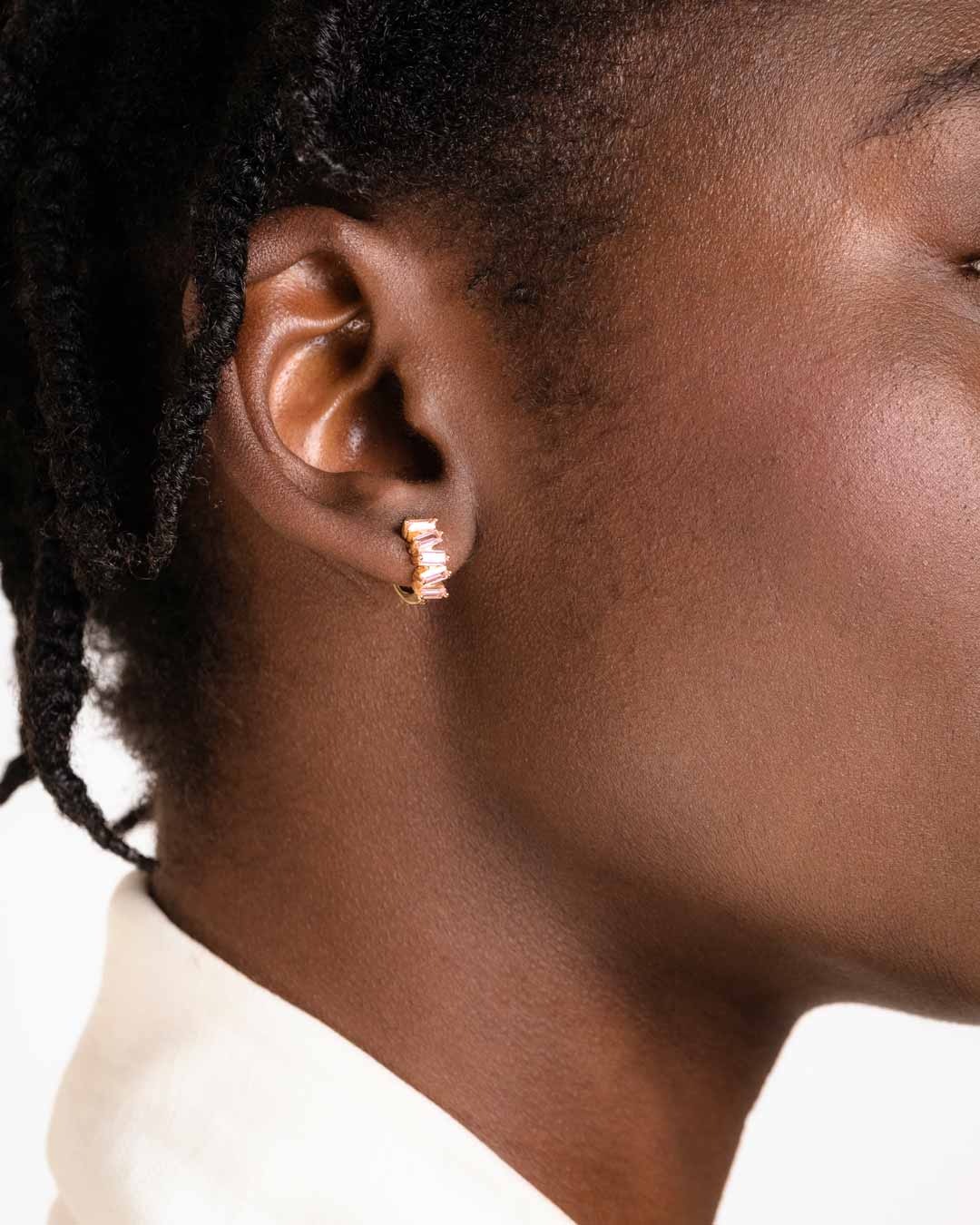 Miss Jo 925 Sterling Silver  A Classic Baguette Shaped Cubic Zirconia  Stones in Rose Gold Plated Silver Stud Earrings Earrings For Women  Gifts  For Women  Amazonin Jewellery