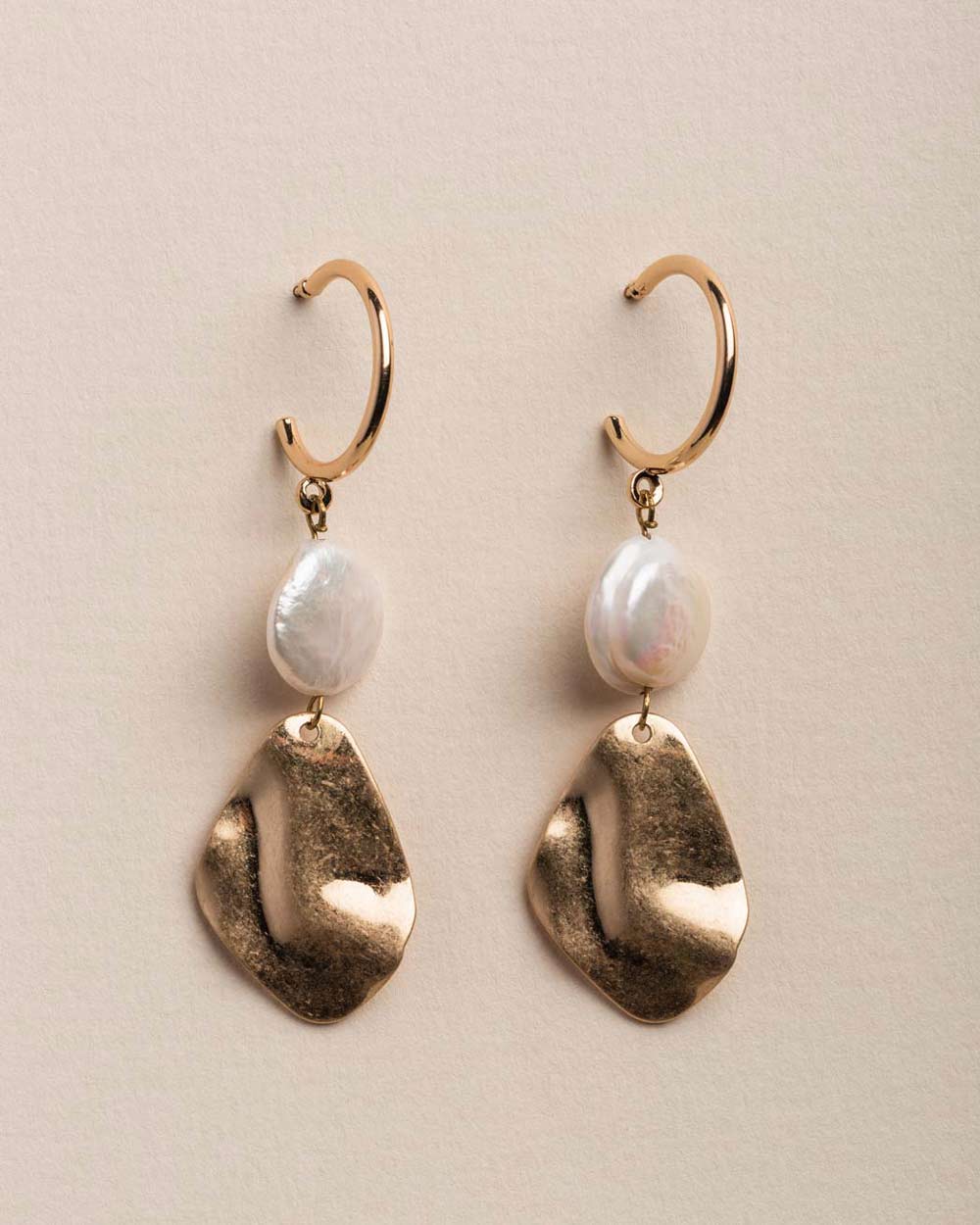Mini Hoop Freshwater pearl Drop Earring - Naledi Jewellery