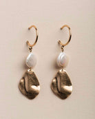 Mini Hoop Freshwater pearl Drop Earring - Naledi Jewellery