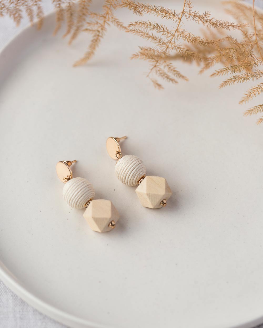 Wooden Bead Drop Earring - Naledi Jewellery