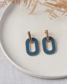 Epoxy Powder Blue Worn Gold Drop Earring - Naledi Jewellery