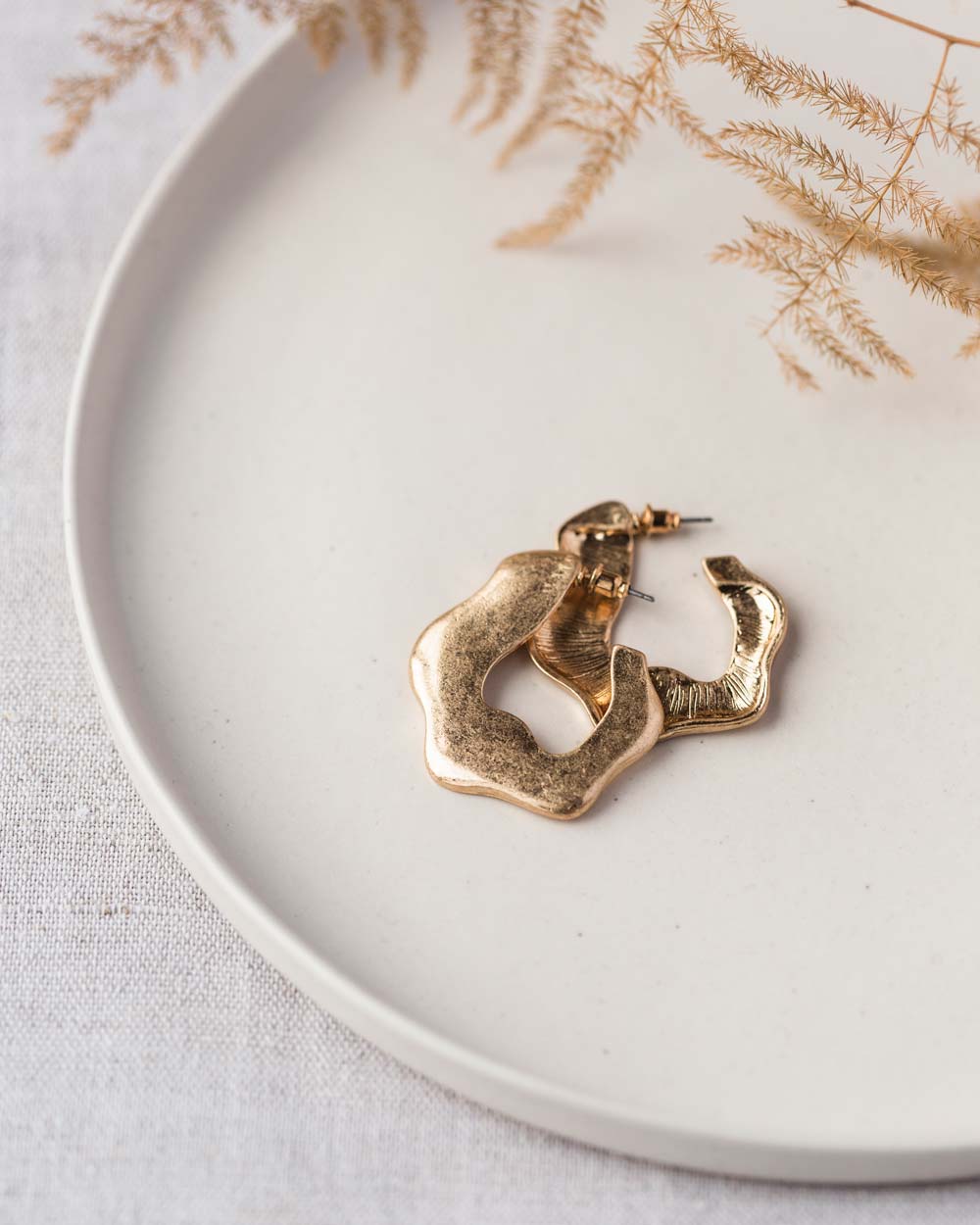 Worn Gold Ethnic Hoop Earring - Naledi Jewellery