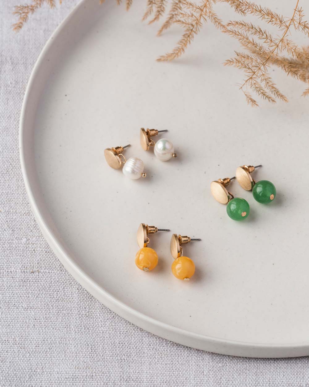 Natural stone yellow drop Earring - Naledi Jewellery