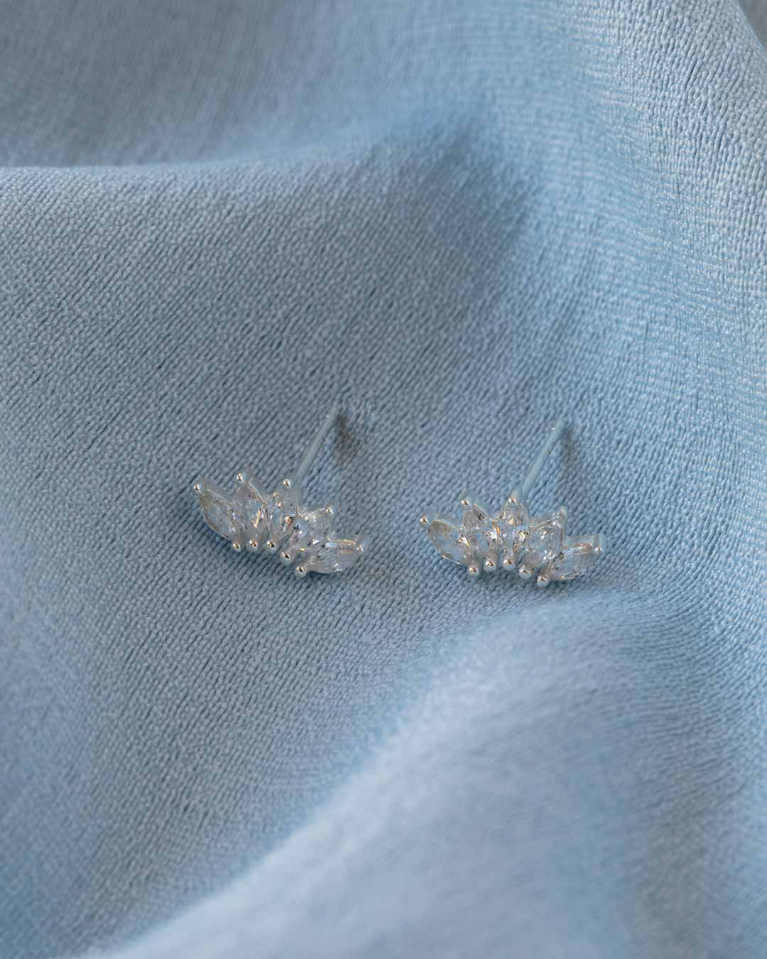 925 Silver Flawless Crystal Leaf Arch Stud Earring	Earrings	Jewellery	Naledi	925