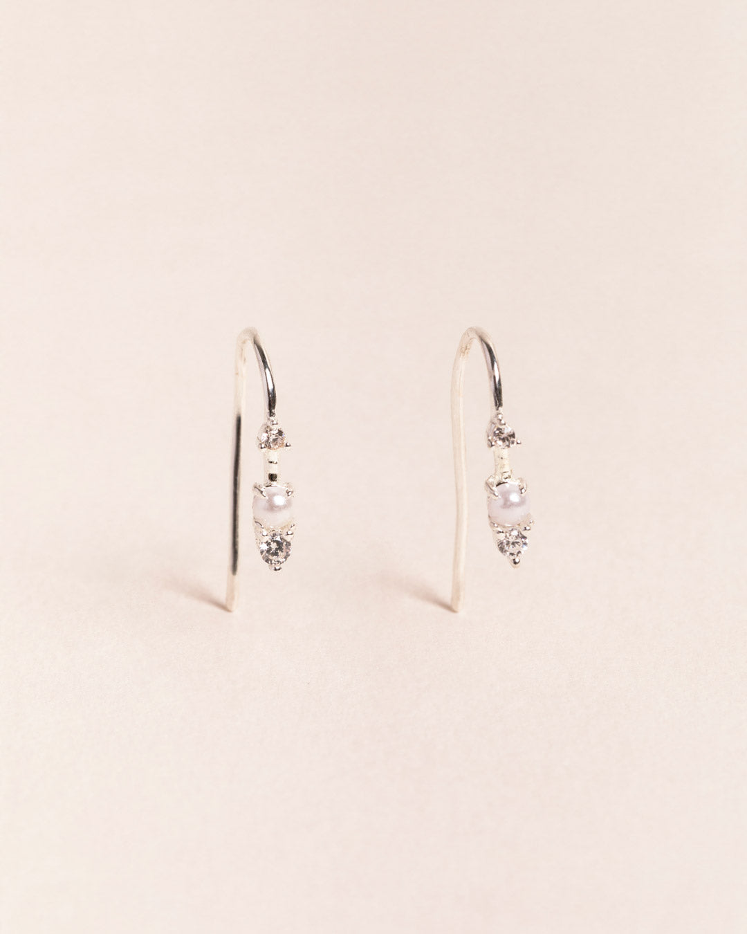 925 Silver Flawless Crystal & Freshwater Pearl Mini Loop Earrings	Earrings	Jewellery	Naledi	925