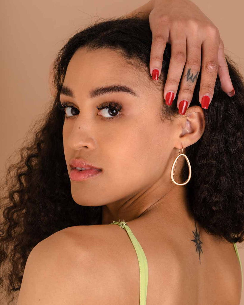 Brushed gold drop earrings online