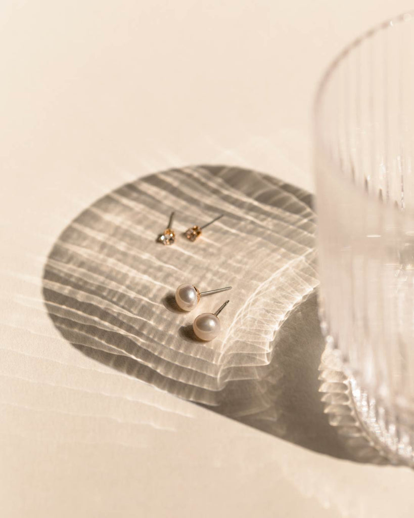 freshwater pearl stud earring naledi jewellery crystal stud