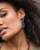 Epoxy Powder Blue Worn Gold Drop Earring - Naledi Jewellery