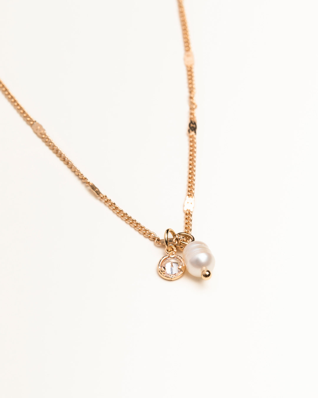 Freshwater Pearl & Crystal Chain Necklace | Gold | Naledi Jewellery London