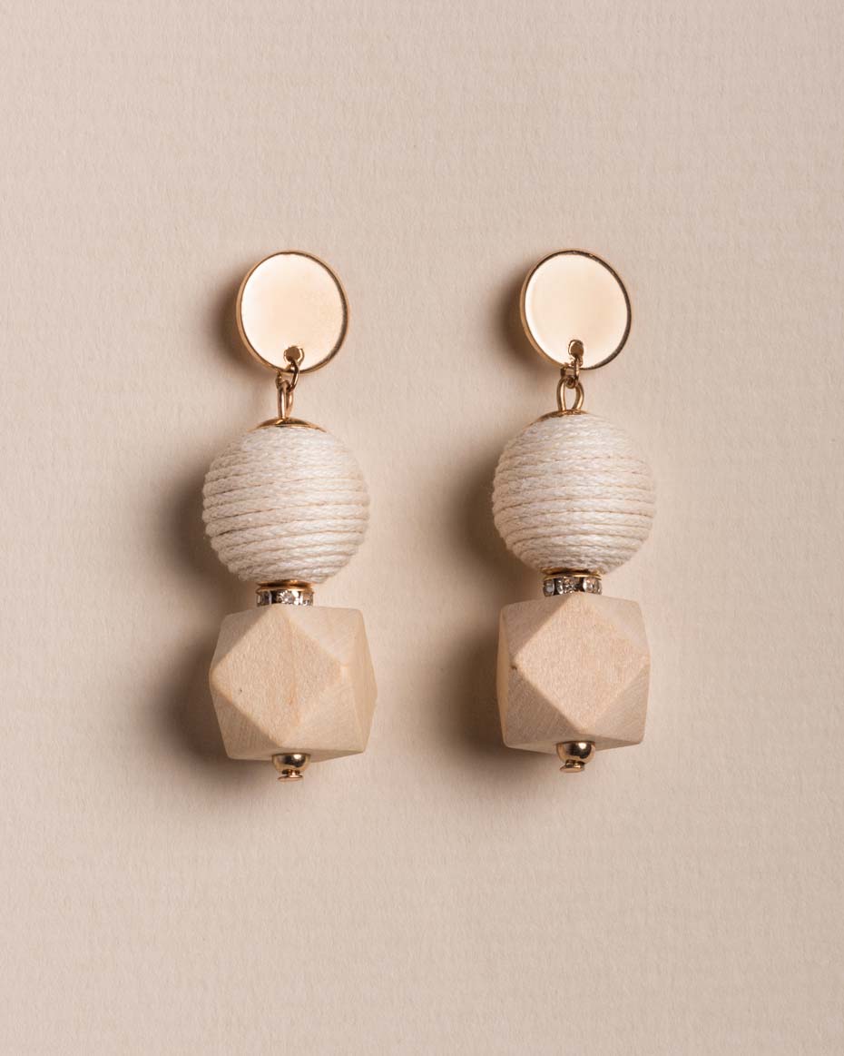 Wooden Bead Drop Earring - Naledi Jewellery