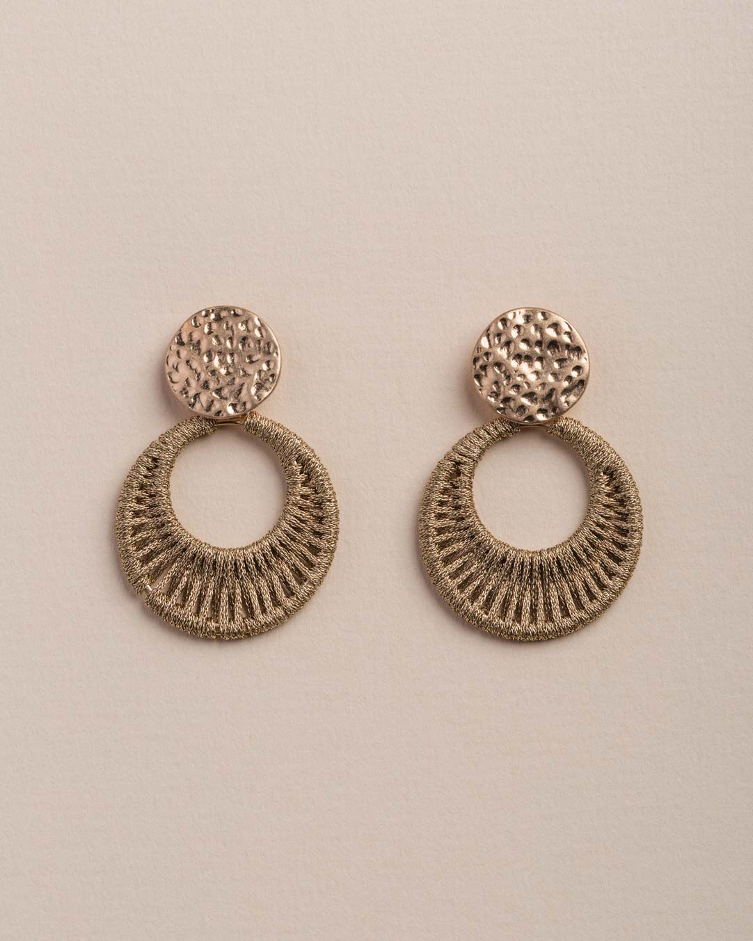 Treaded Hammered Drop Earring - Naledi Jewellery