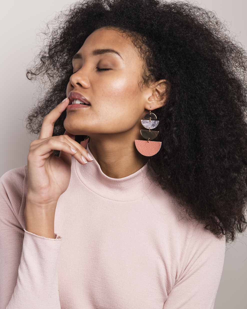 Leather Halfmoon Drop Earring - Naledi Jewellery