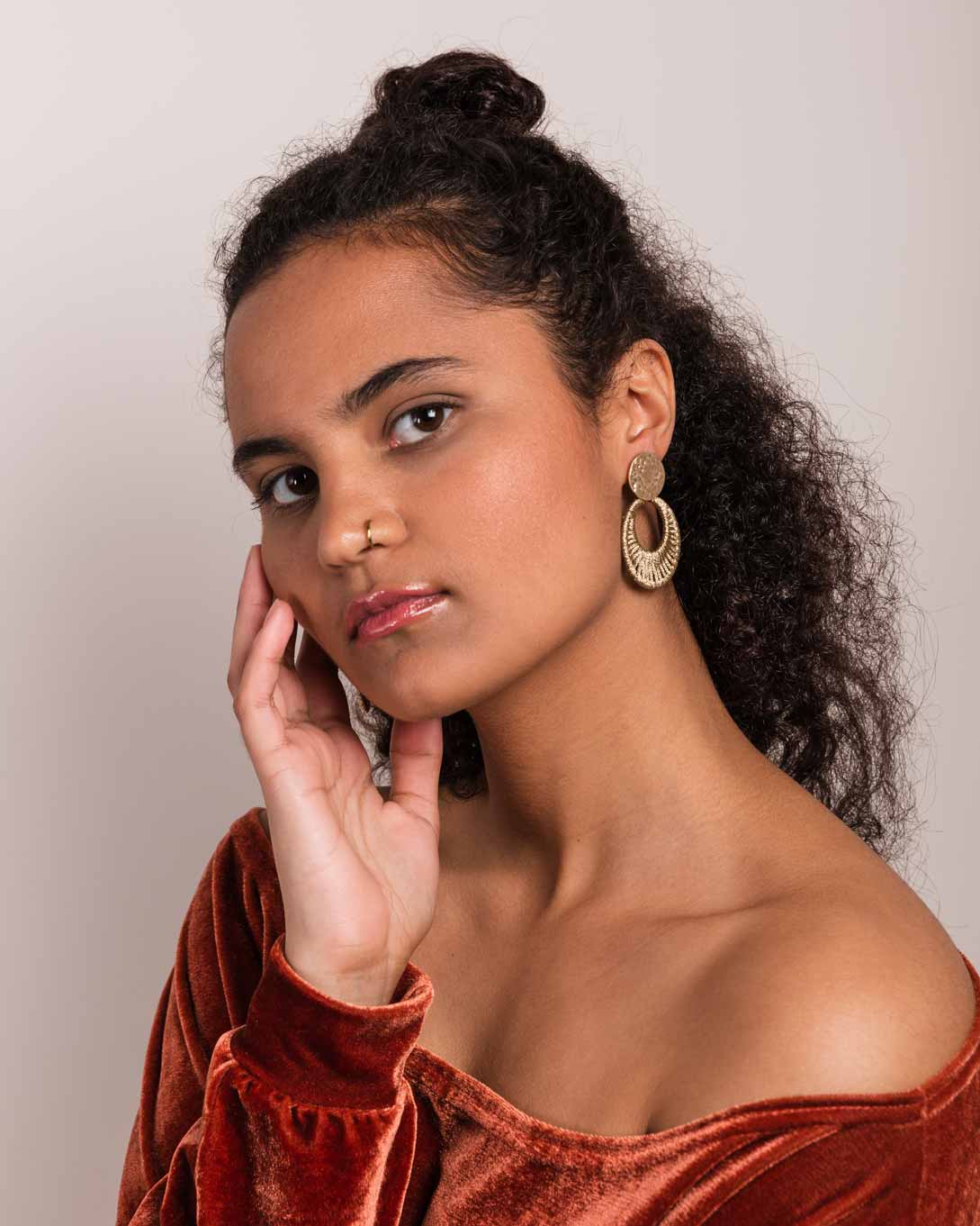 Treaded Hammered Drop Earring - Naledi Jewellery