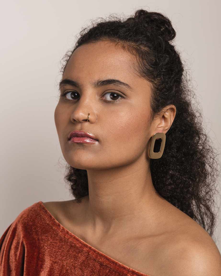 Statement Square Disk Stud Earring - Naledi Jewellery