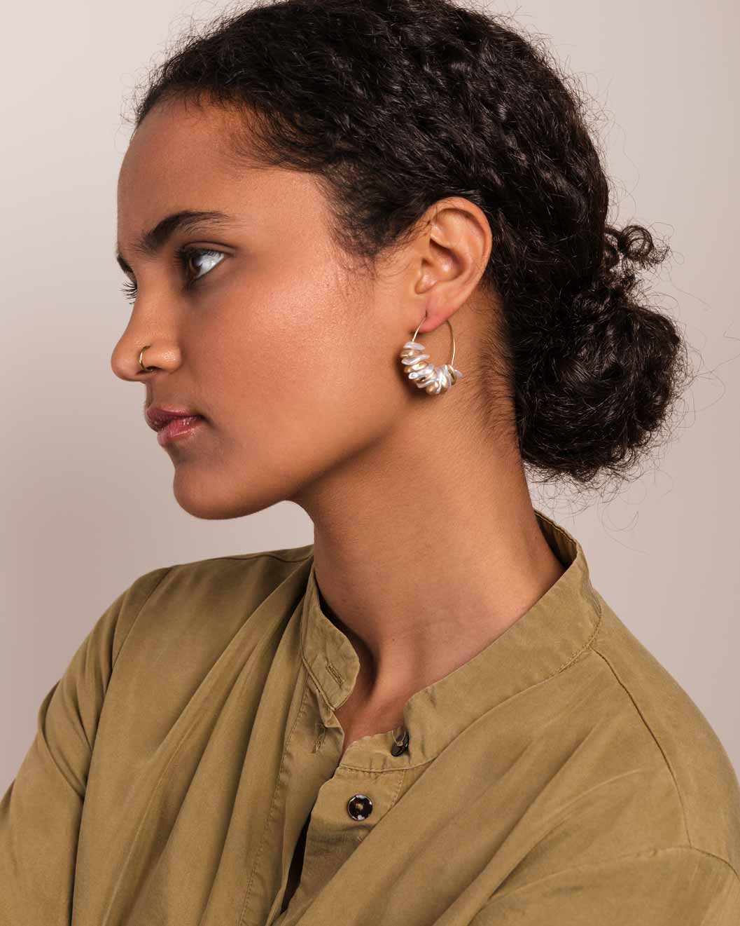 Freshwater Pearl Drop Hoop Earring - Naledi Jewellery