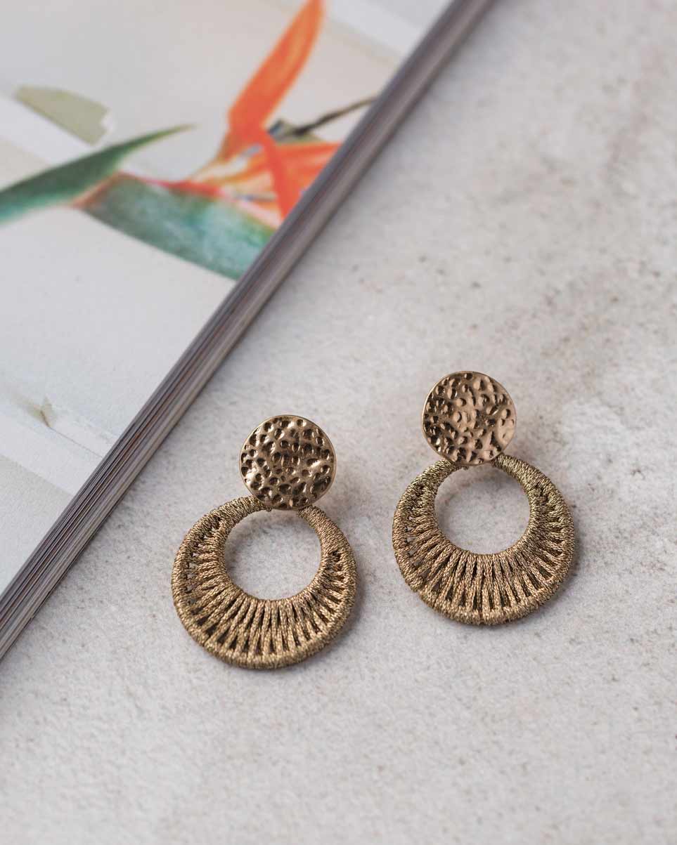 Treaded Hammered Drop Earring - Naledi Jewellery