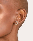 18ct Gold Vermeil Clear Flawless Crystal Baguette Crown Stud	Earrings	Jewellery	Naledi	925
