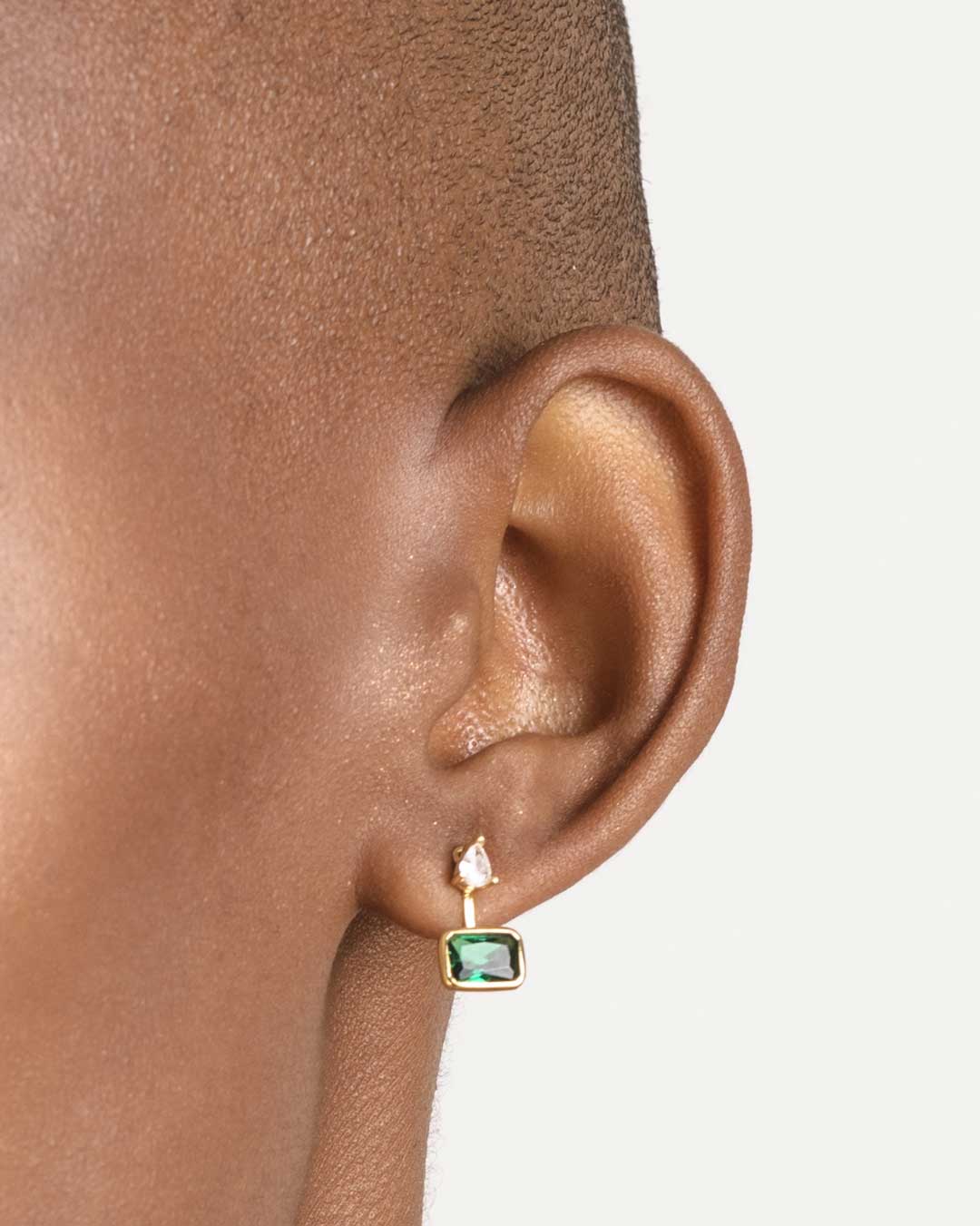 18ct Gold Vermeil Flawless Emerald Green Crystal Peekaboo Stud	Earrings	Jewellery	Naledi	925